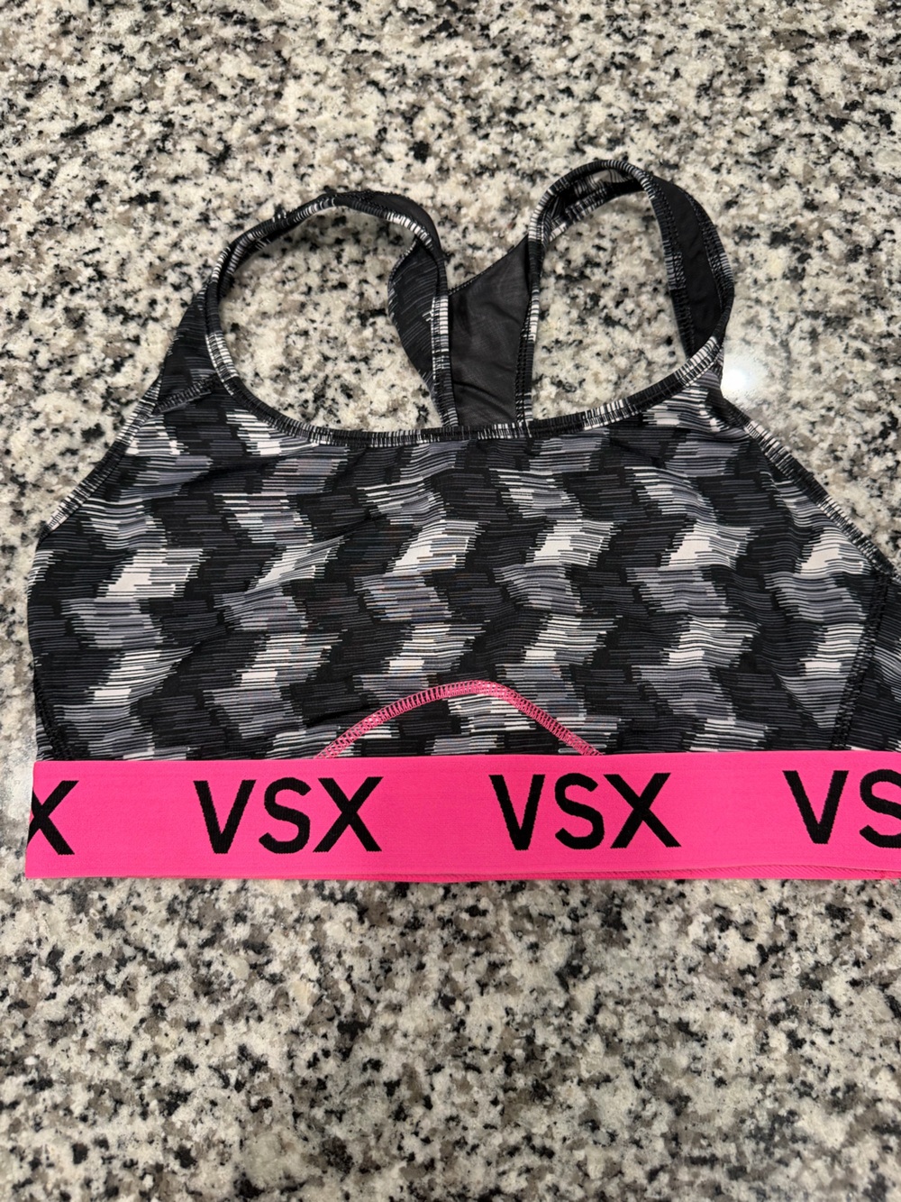 VSX Black & Hot Pink Patterned Sports Bra